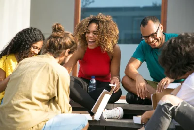 happy-joyful-friends-talking-laughing
